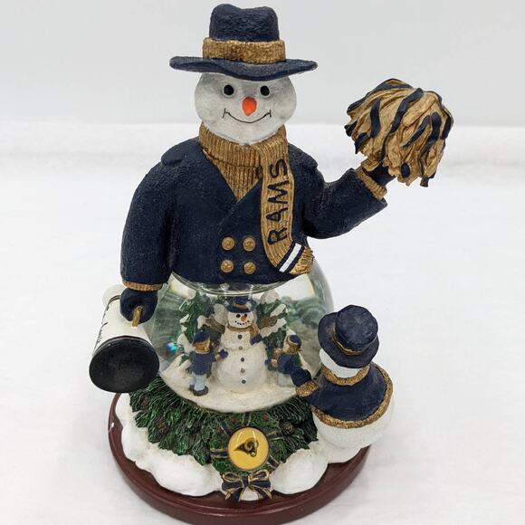 St. Louis Rams Snowman Cheer Snow Globe Christmas Second Limited Series 7" Tall - Picture 11 of 12